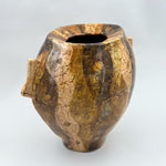 Vaso volto ocra e marrone scuro di Philippe Dubuc, altro lato.