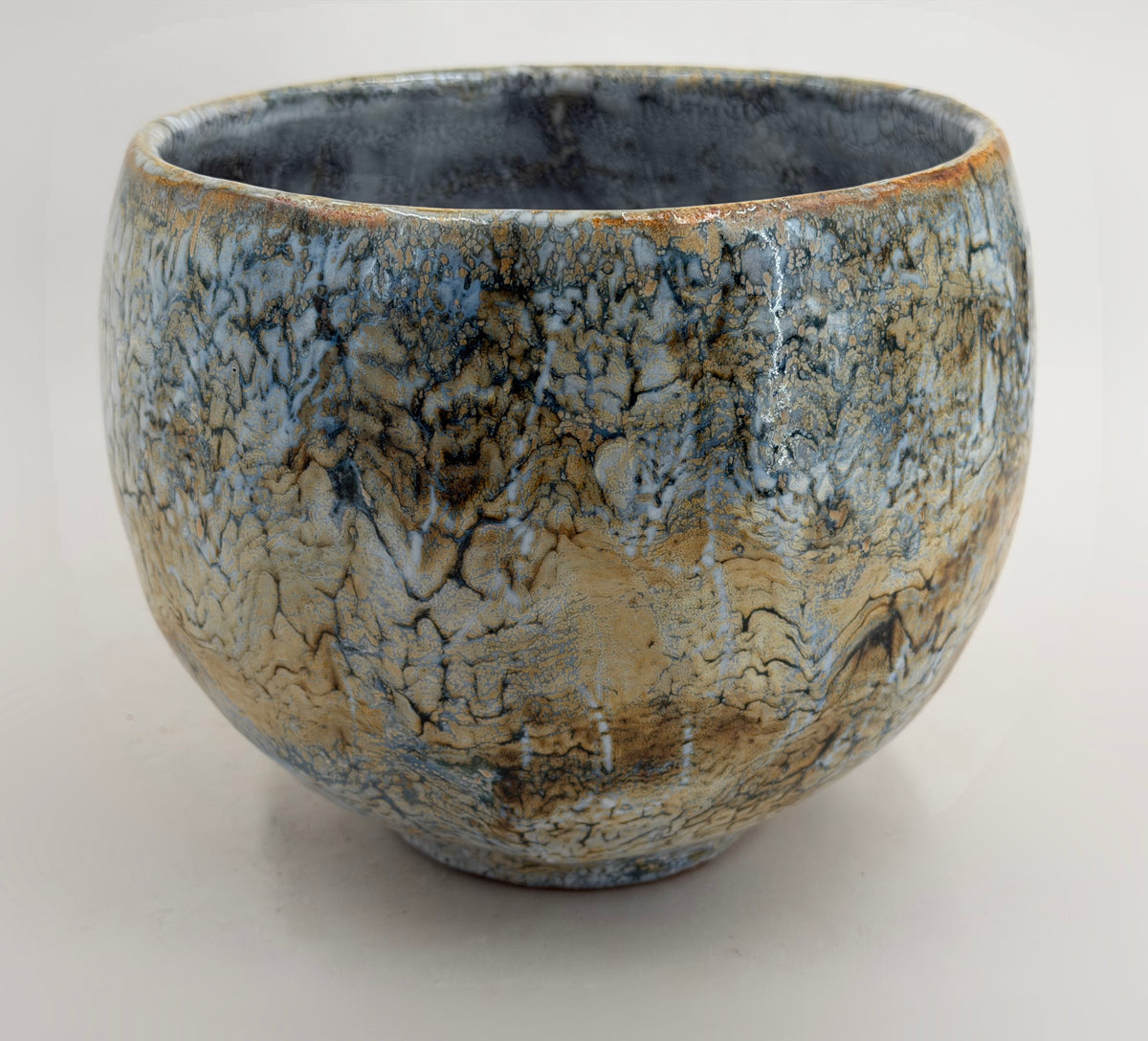 Schale — Creme, Blau und braune Spuren — Gesamtansicht, 3.