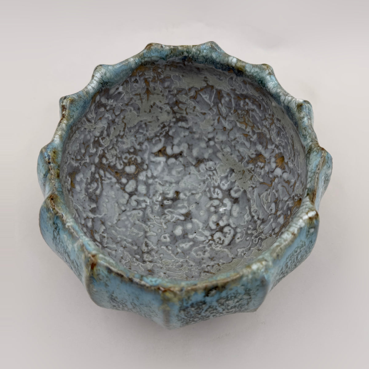 Ribbed bowl — blue-green — Full view, 8.