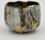 Blue grey chawan with ochre runs — Full view, 3.