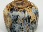 Blue grey chawan with ochre runs — Underside view, 5.