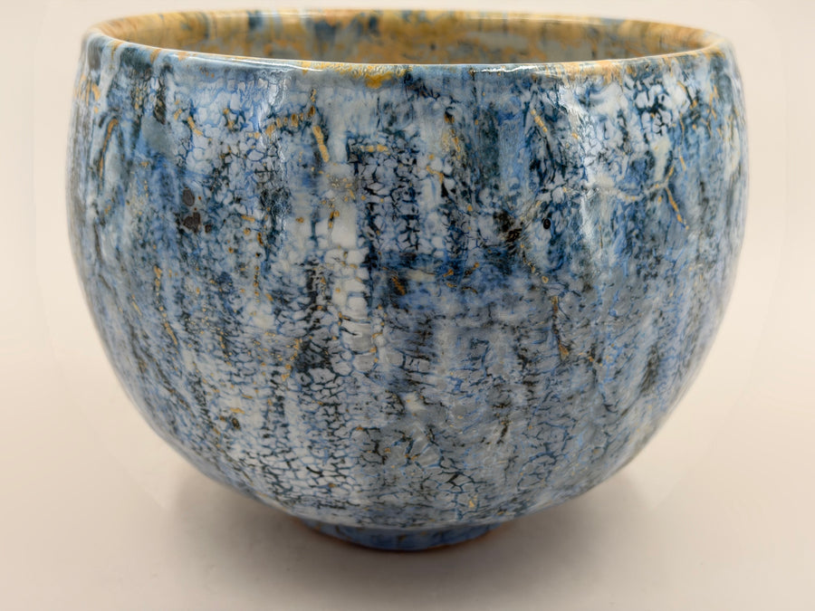 Schale — Blau, Creme und dunkle Linien — Gesamtansicht, 1.