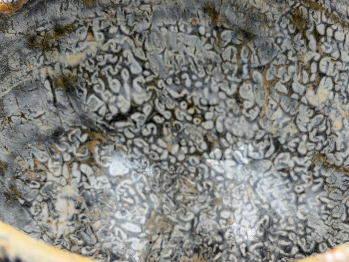 Ciotola — blu e colature crema — Dettaglio dello smalto, 9.