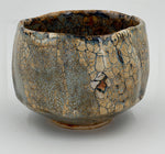 Grey blue chawan with ochre patches — Full view, 1.