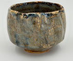 Grey blue chawan with ochre patches — Full view, 3.