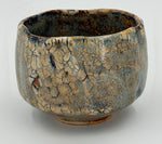 Grey blue chawan with ochre patches — Full view, 4.