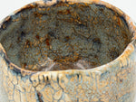 Grey blue chawan with ochre patches — Interior view, 5.