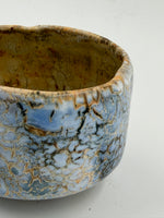 Chawan blu con reticolo ocra — Dettaglio dello smalto, 4.