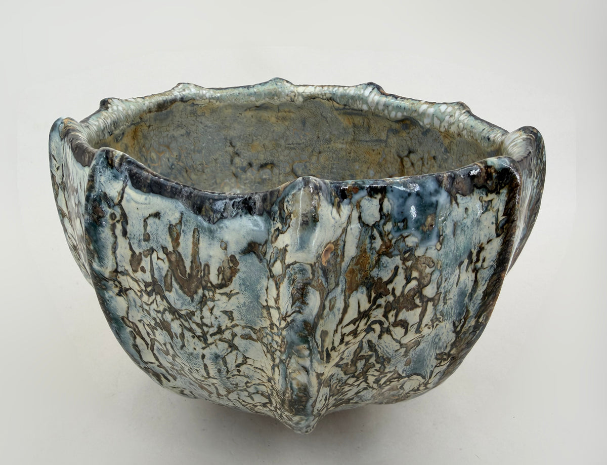 Ribbed bowl — blue-grey and brown markings — Full view, 4.