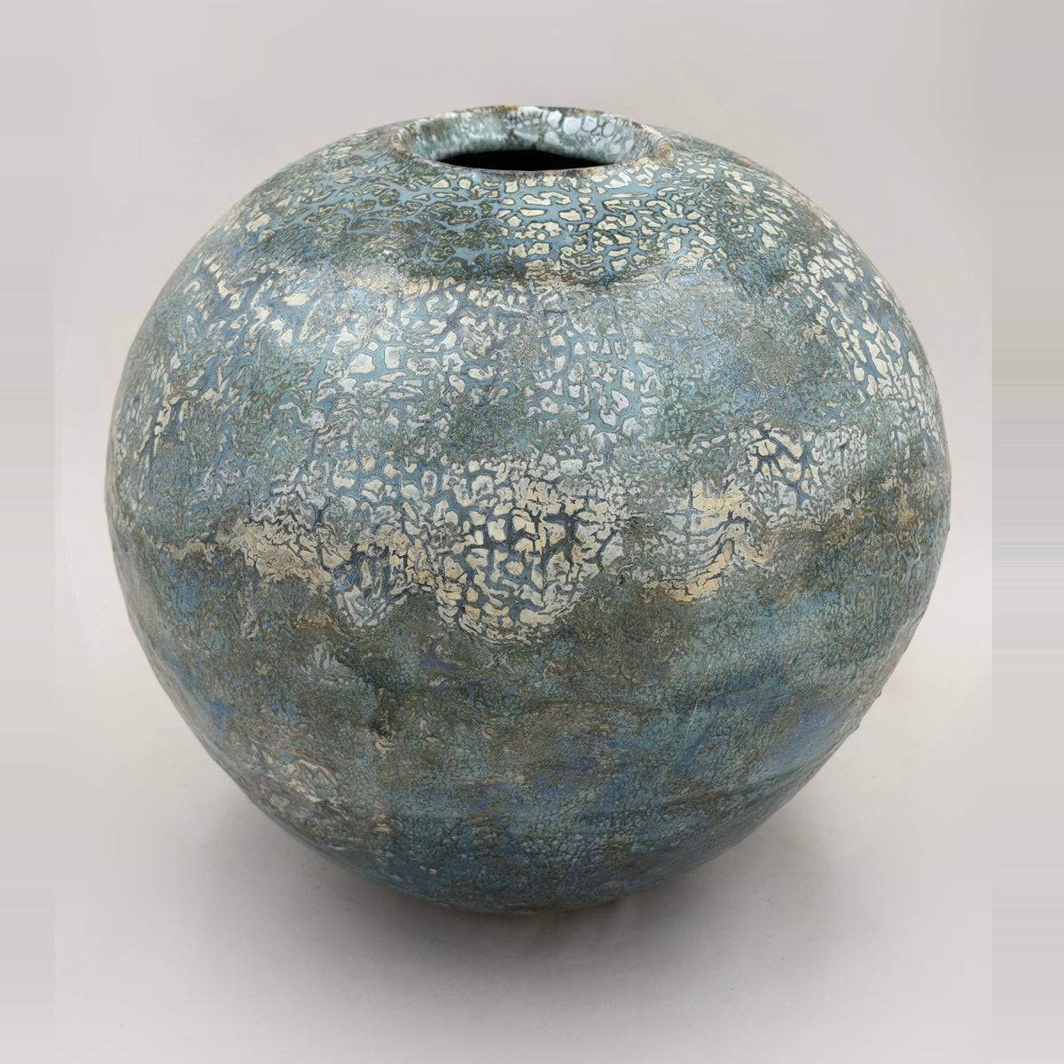 Vase — bleu profond et plages crème — Vue entière, 2.