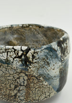 Chawan blu scuro con zone crema — Dettaglio dello smalto, 4.