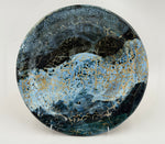 Plate — deep blue and ochre network — Full view, 2.