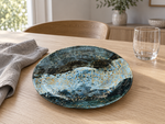 AI-generated setting : Plate — deep blue and ochre network, 2.