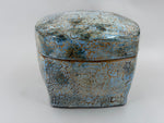 Blue grey box with an ochre network — Full view, 2.