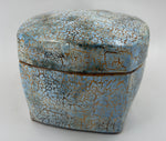 Blue grey box with an ochre network — Full view, 3.