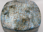 Blue grey box with an ochre network — Lid view, 5.