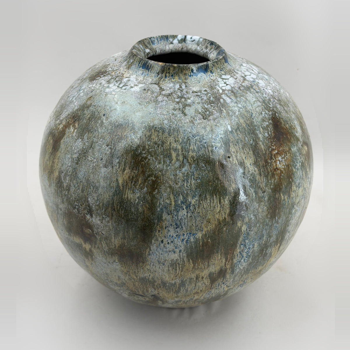 Vase — blue-grey and olive tones — Full view, 1.