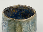 Grey green chawan with a blue interior — Interior view, 4.