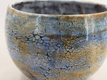 Bowl — pale blue with an ochre network — Glaze detail, 4.