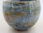 Bowl — pale blue with an ochre network — Glaze detail, 5.